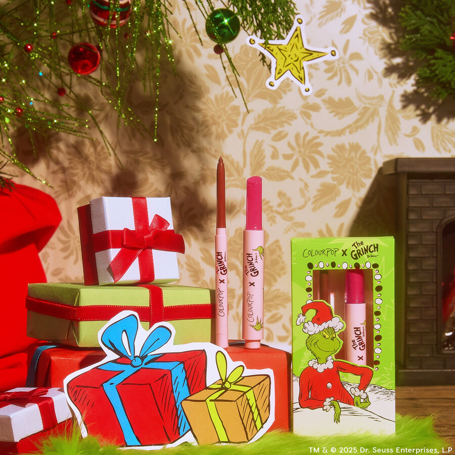 set di lucidalabbra e eyeliner grinch so juicy