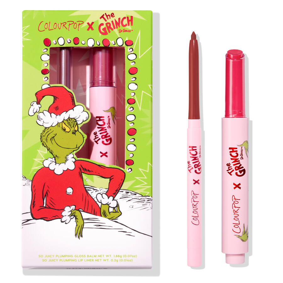 set di lucidalabbra e eyeliner grinch so juicy